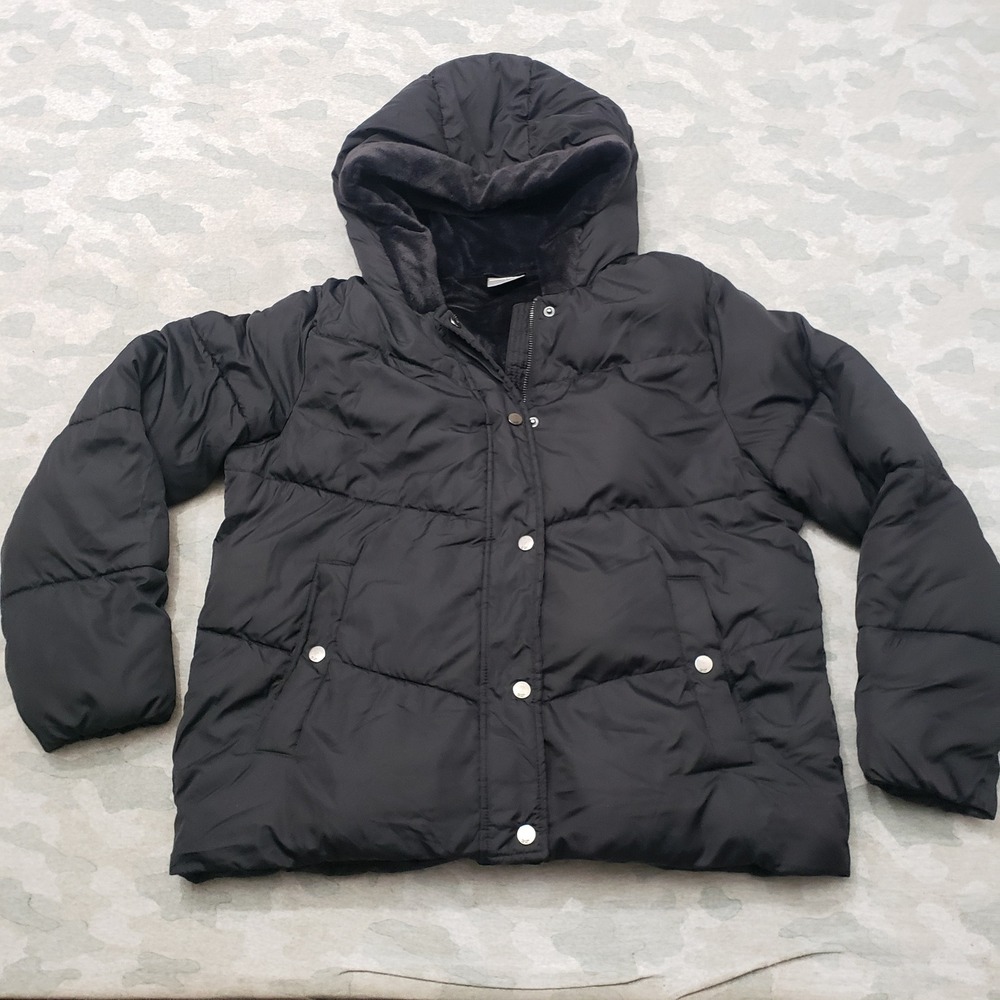 32 Degrees Heat Puffer Jacket Women Medium Black Lined Hooded Outdoors